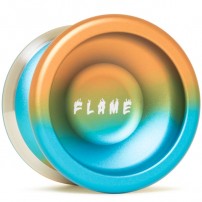 YoYoFactory Flame Aqua/Orange Fade w/ Silver Rims/White Delrin